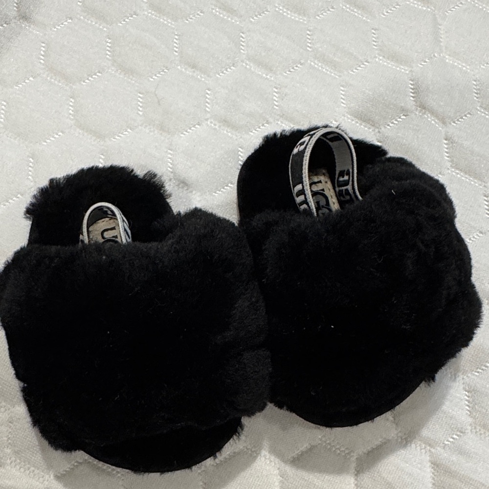 UGG Black Plush Slippers
